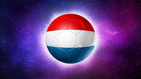3D soccer ball with Netherlands team flag, football 2022. Space background. Illustration