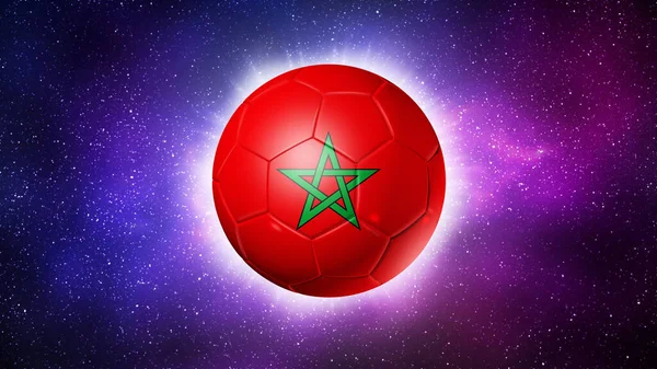 Focilabda Marokkó Zászlóval Űrháttér Labdarúgás 2022 Illusztráció — Stock Fotó