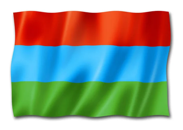 Karelië Staat Republiek Vlag Rusland Zwaaiend Spandoek Collectie Illustratie — Stockfoto