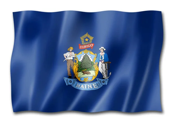 Maine Flag United States Waving Banner Collection Illustration — Stock Photo, Image