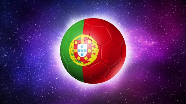 Bola Futebol Com Bandeira Equipa Portugal Futebol 2022 Fundo Espacial — Fotografia de Stock