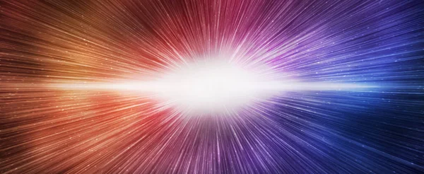 Efekt Wielkiego Wybuchu Jaskrawo Czerwonym Niebieskim Niebie Galaktyki Poziomy Sztandar — Zdjęcie stockowe