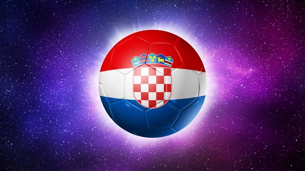 Balón Fútbol Con Bandera Del Equipo Croacia Fondo Espacial Fútbol — Foto de Stock