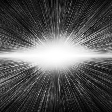 Parlak siyah gökada gökyüzü üzerinde büyük patlama etkisi, kare arkaplan. 3d illüstrasyon