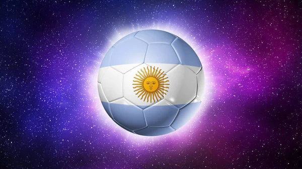 Ballon Football Avec Drapeau Équipe Argentine Football 2022 Fond Spatial — Photo