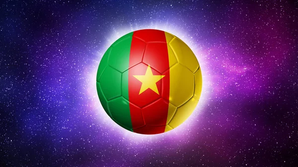 Soccer Ball Cameroon Team Flag Football 2022 Space Background Illustration — Stock Photo, Image