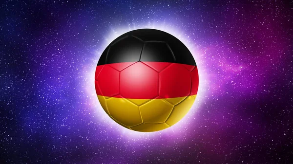 Ballon Football Avec Drapeau Équipe Allemagne Football 2022 Fond Spatial — Photo