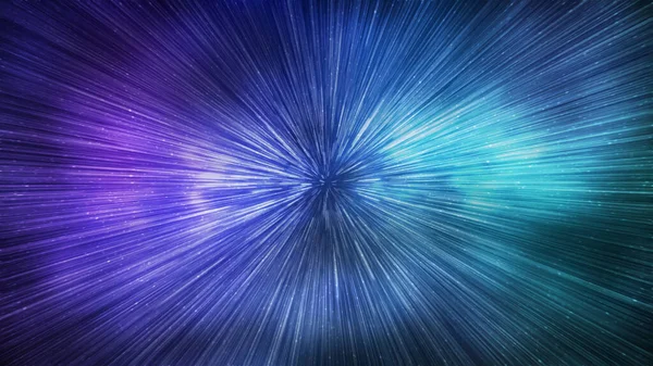 Hyperspace Speed Effect Night Starry Sky Bright Blue Galaxy Horizontal — Zdjęcie stockowe