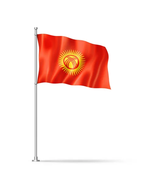 Kırgızistan Bayrağı Boyutlu Illüstrasyon Beyaz Üzerine Izole Edilmiş — Stok fotoğraf