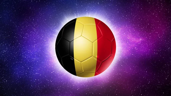 ベルギーのチーム旗を持つ3Dサッカーボール 宇宙背景 2022年サッカー イラスト — ストック写真