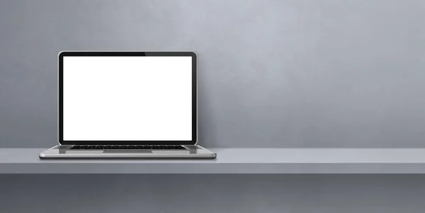 Laptop Dator Grå Hylla Bakgrund Banner Illustration — Stockfoto