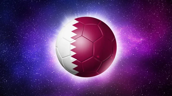 Pelota Fútbol Con Bandera Del Equipo Qatar Fondo Espacial Fútbol —  Fotos de Stock