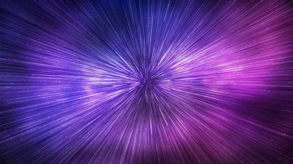 Efekt Nadprzestrzeni Nocnym Gwiaździstym Niebie Jasnofioletowa Niebieska Galaktyka Poziome Tło — Zdjęcie stockowe