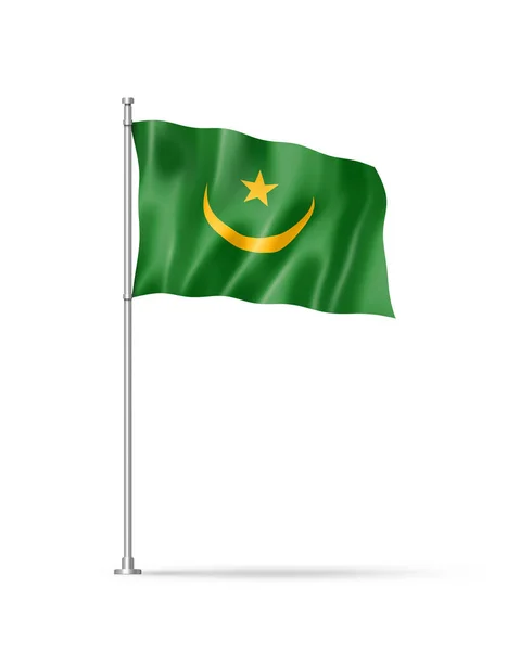 モーリタニアの旗 3Dイラスト 白で孤立 — ストック写真