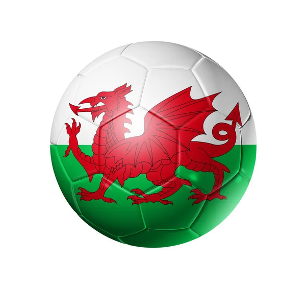 Pallone Calcio Con Bandiera Della Squadra Del Galles Competizione Mondiale — Foto Stock