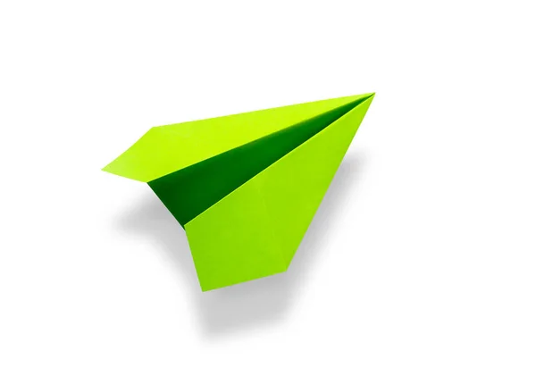 白地に緑の紙飛行機折り紙 — ストック写真