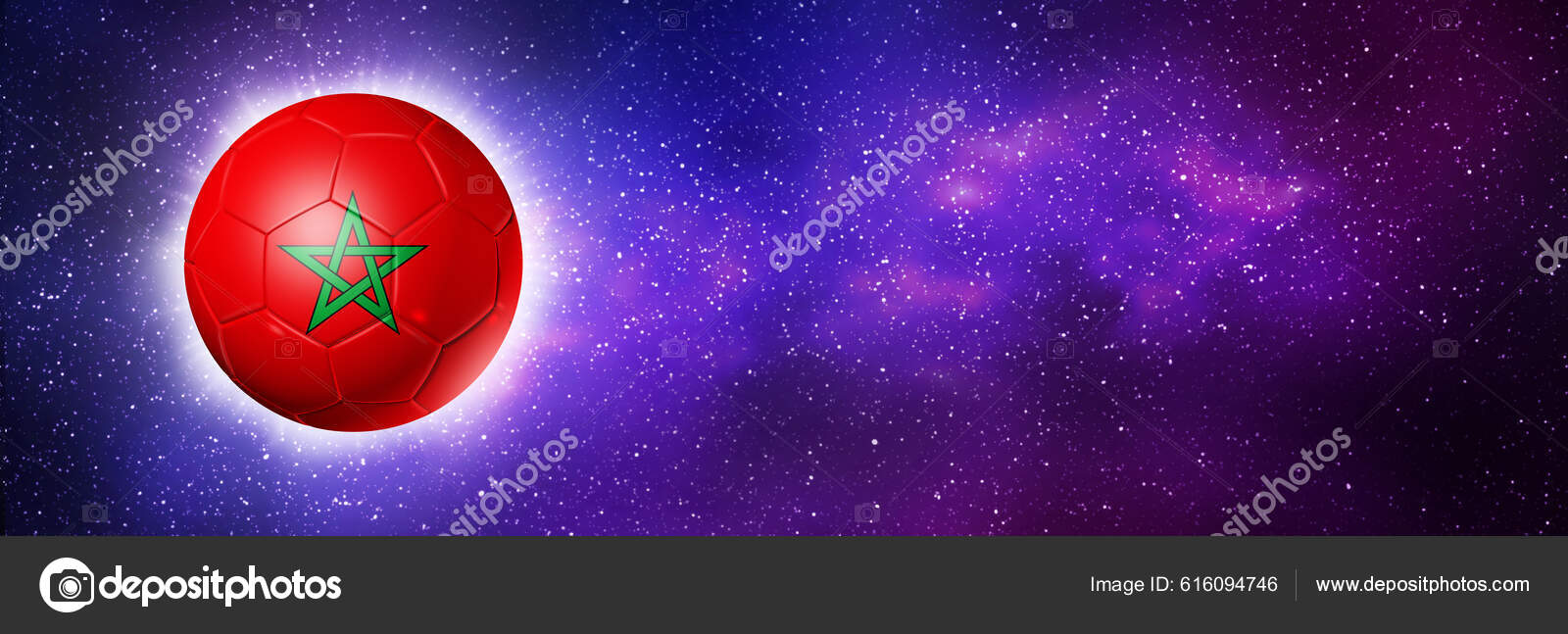 Soccer Ball Morocco Team Flag Space Background Football 2022