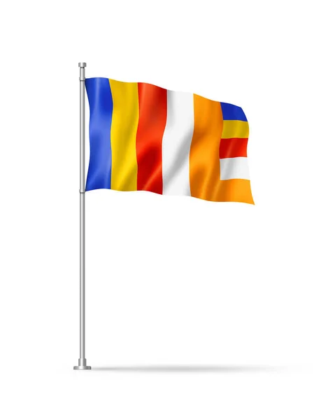 Buddhistická Vlajka Ilustrace Izolované Bílém — Stock fotografie