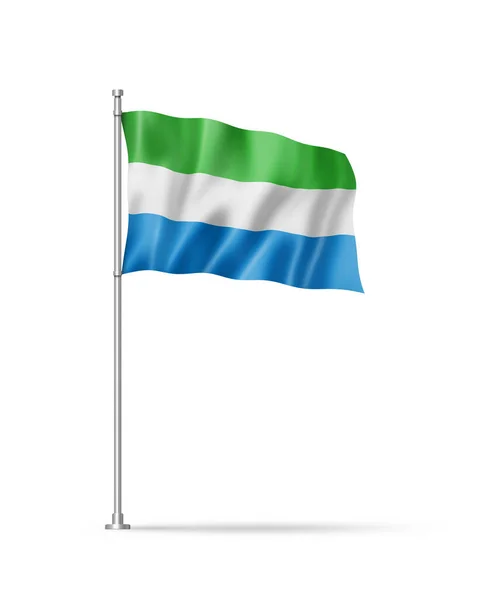Σημαία Σιέρα Λεόνε Τρισδιάστατη Απεικόνιση Απομονωμένη Λευκό — Φωτογραφία Αρχείου