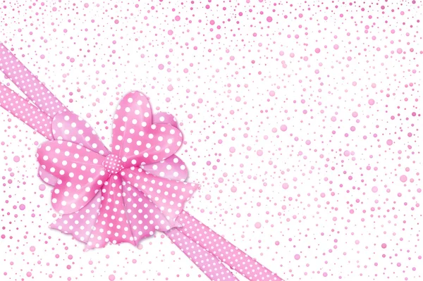 Presente rosa arco e fitas cartão — Fotografia de Stock