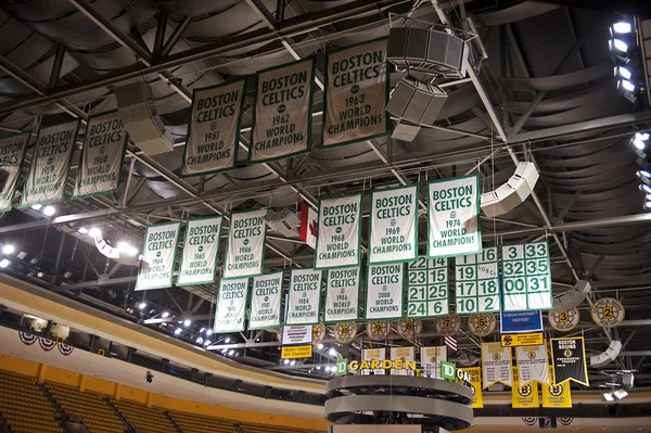 Scoreboard at the TD Garden on May 23, 2011 in Boston. The TD Garden is home to the Boston Celtics and Boston Bruins. — Stock Photo, Image