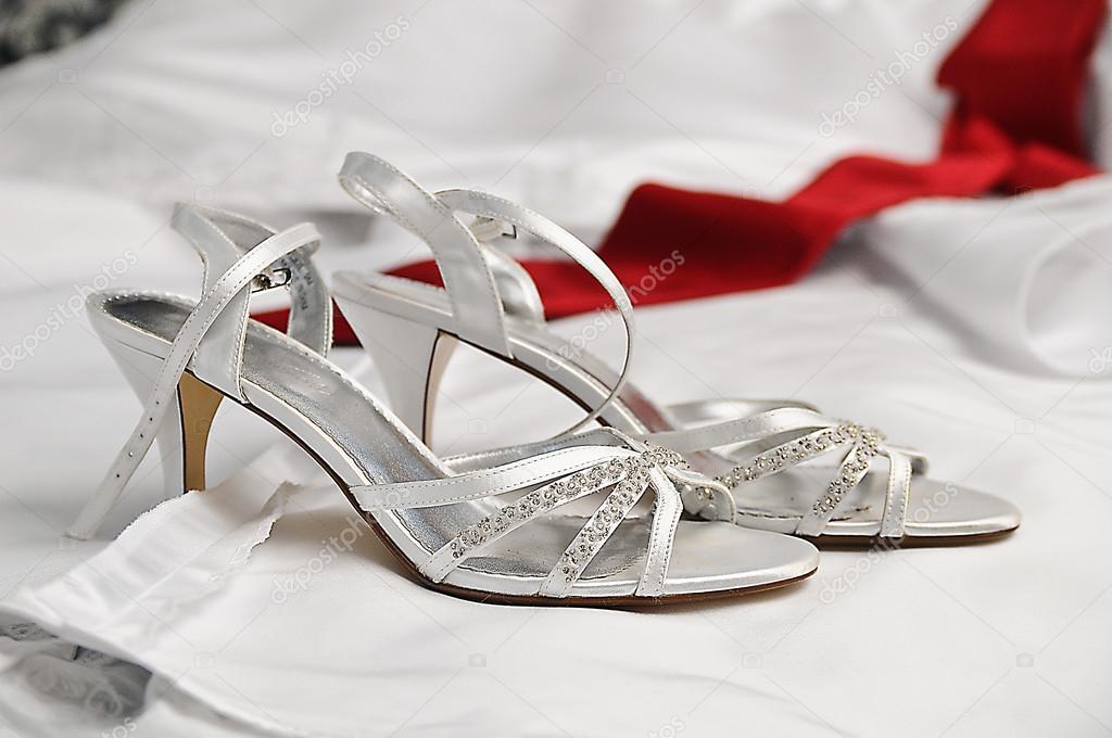 Wedding Shoes on Wedding Dress