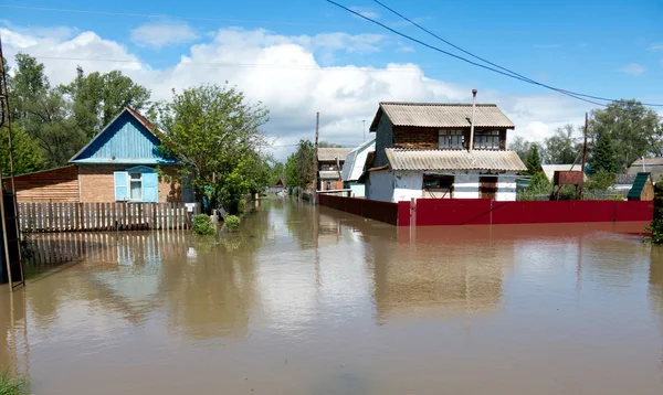 Flood water on the streets Byisk. — Stock Photo, Image