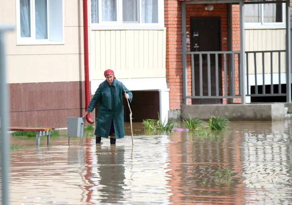 Eau d'inondation dans les rues Byisk . — Photo