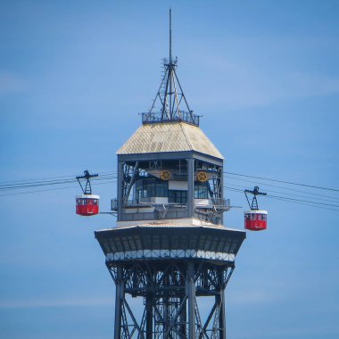 Cableway Barcelona limanında - Transbordador Aeri del Port