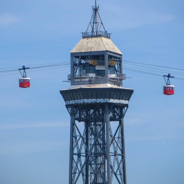Cableway Barcelona limanında - Transbordador Aeri del Port