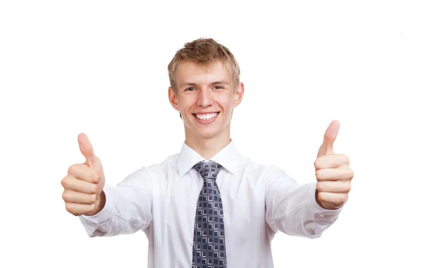Knappe jonge business man gelukkig glimlach — Stockfoto