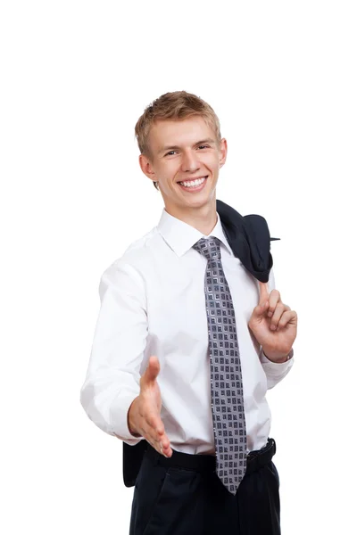 Bonito jovem homem de negócios sorriso feliz — Fotografia de Stock