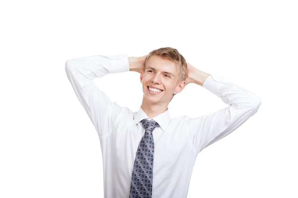 Guapo joven hombre de negocios sonrisa feliz — Foto de Stock