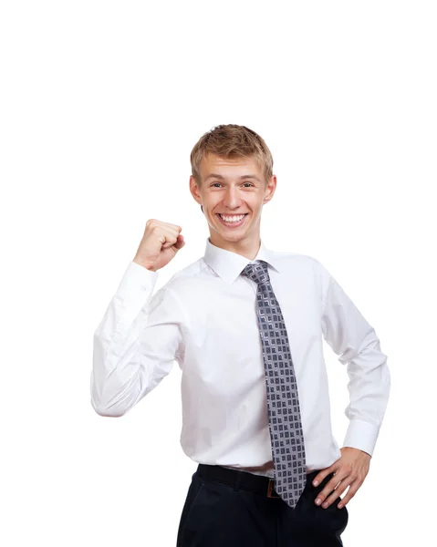 Schöner junger Geschäftsmann glückliches Lächeln — Stockfoto