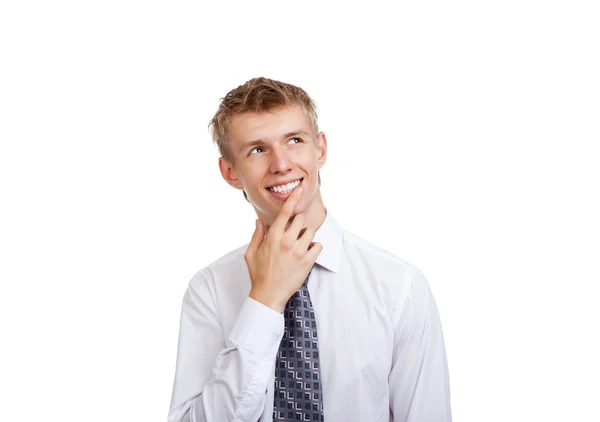 Schöner junger Geschäftsmann glückliches Lächeln — Stockfoto