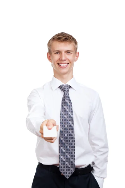 Guapo joven hombre de negocios sonrisa feliz — Foto de Stock