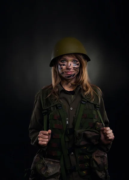 Millitary girl — Stock Photo, Image