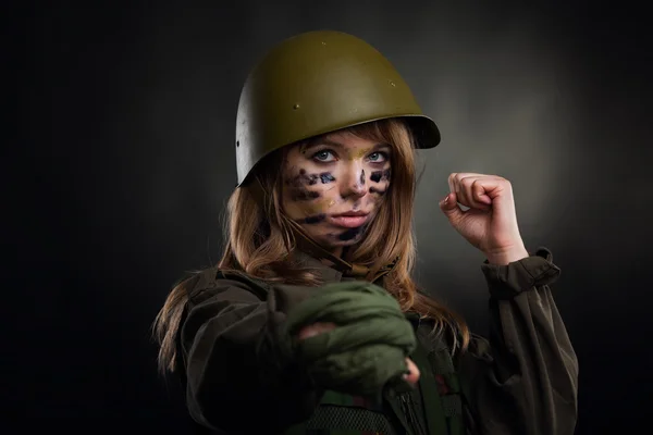 Millitary girl — Stock Photo, Image