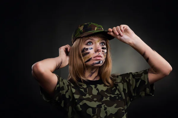 Millitary girl — Stock Photo, Image