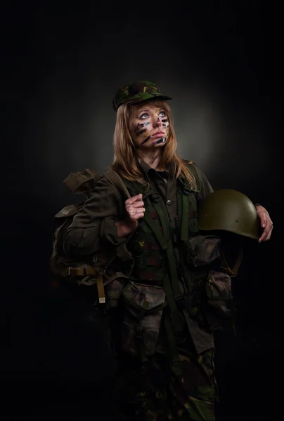 Millitary girl — Stock Photo, Image