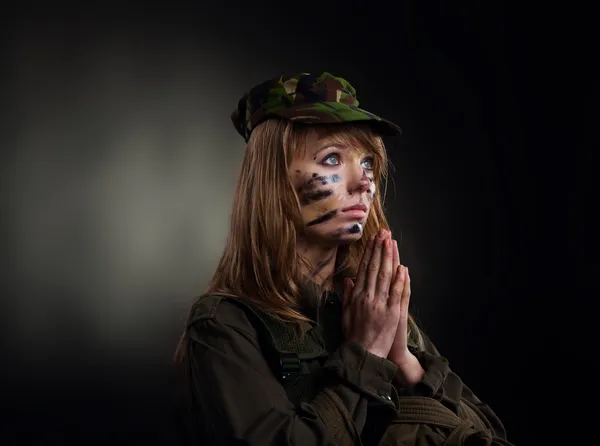 Millitary girl — Stock Photo, Image