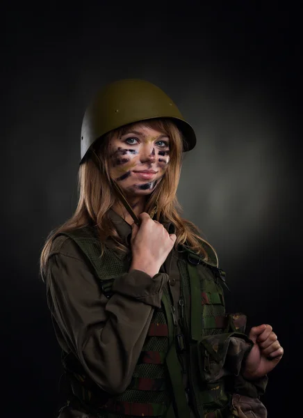 Millitary girl — Stock Photo, Image