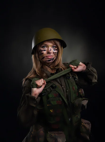 Millitary girl — Stock Photo, Image