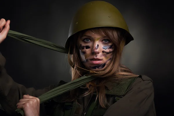 Millitary girl — Stock Photo, Image