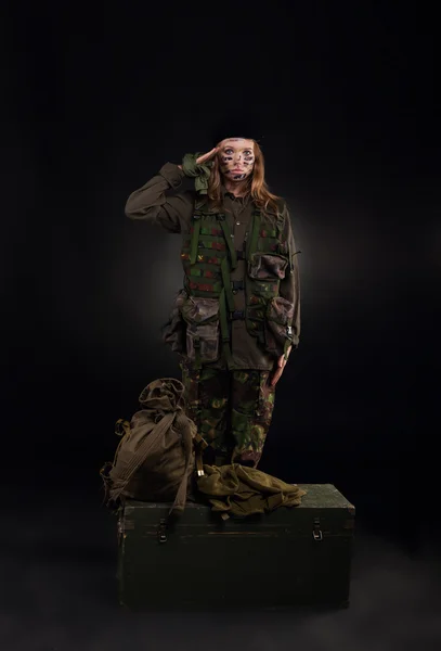 Millitary girl — Stock Photo, Image