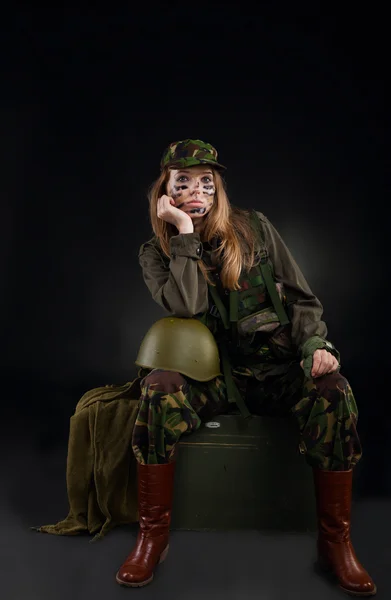 Millitary girl — Stock Photo, Image