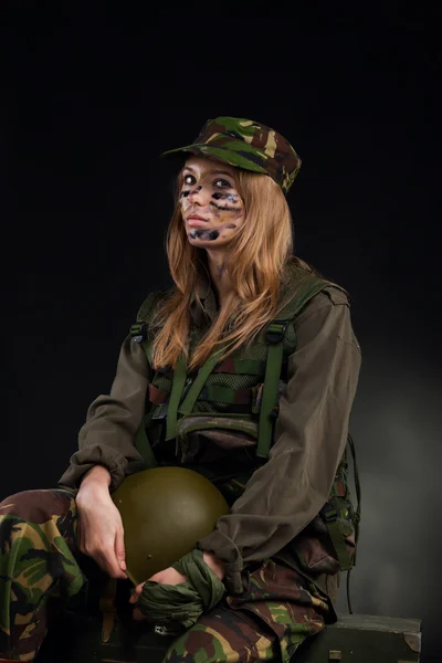 Millitary girl — Stock Photo, Image