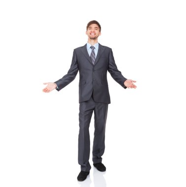 başarılı heyecanlı genç işadamı tutun yumruk