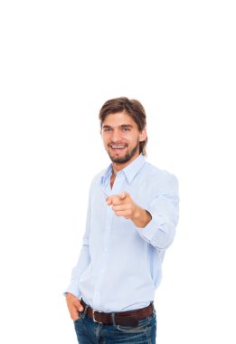 yakışıklı genç iş adamı işaret parmağını sana