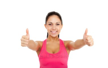 Spor fitness kadın hareketi yukarı gösterir.